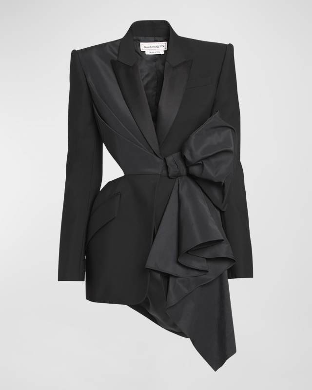 Cutout Blazer Jacket with Bow Detail
